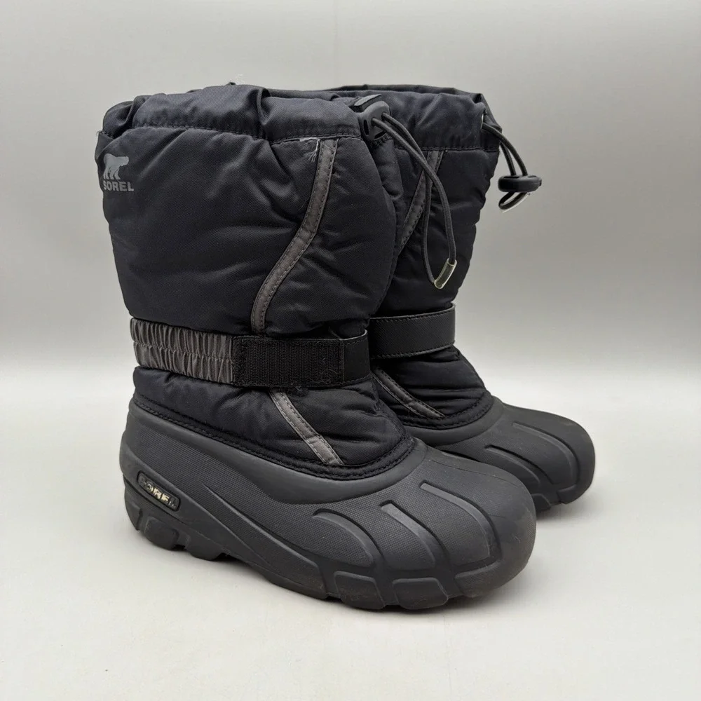 Sorel Youth Flurry Boots Black/City Grey Size 3